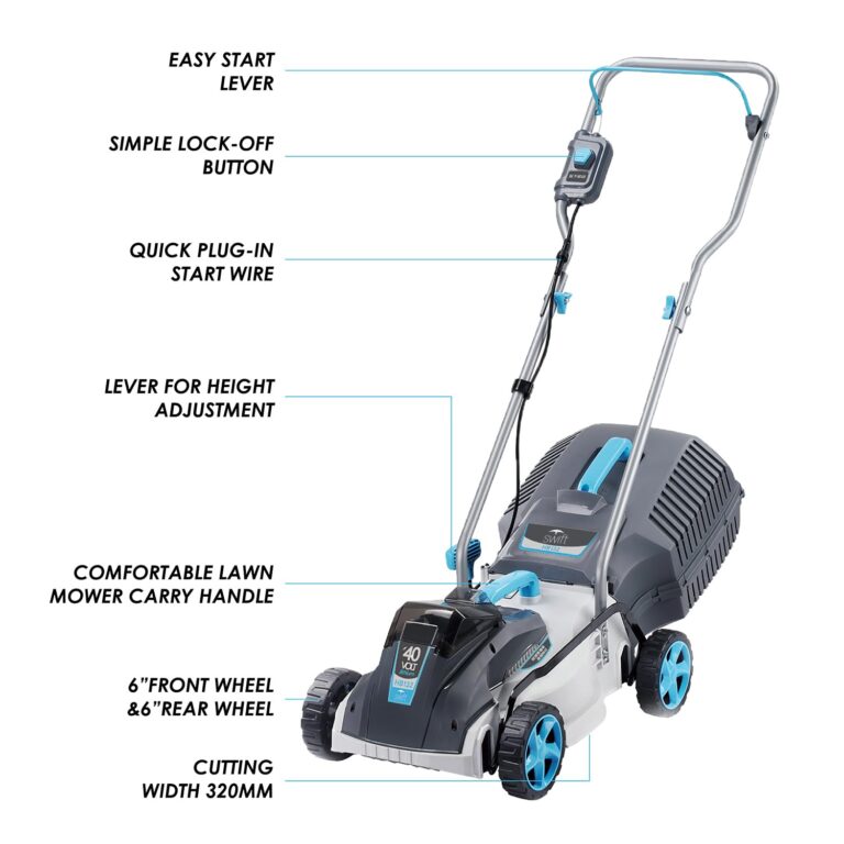 Cordless Lawn Mowers, 15 Inch Lightweight Lawn Mower, 40V Lithium-ion Lawnmower w/Brushless Motor, 5 Cutting Heights Adjustable -Low Noise 2 in 1 Push Mower - Image 9