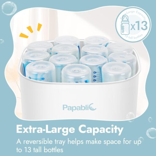 Papablic Bottle Sterilizer and Dryer Pro, 13 Bottles Extra-Large Capacity for Big Family, Electric Steam Bottle Sanitizer for Baby Bottles, Parts & Other Newborn Essentials - Image 7