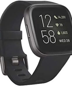 Fitbit Versa 2 Health and Fitness Smartwatch with Heart Rate, Music, Alexa Built-In, Sleep and Swim Tracking, Black/Carbon, One Size (S and L Bands Included)