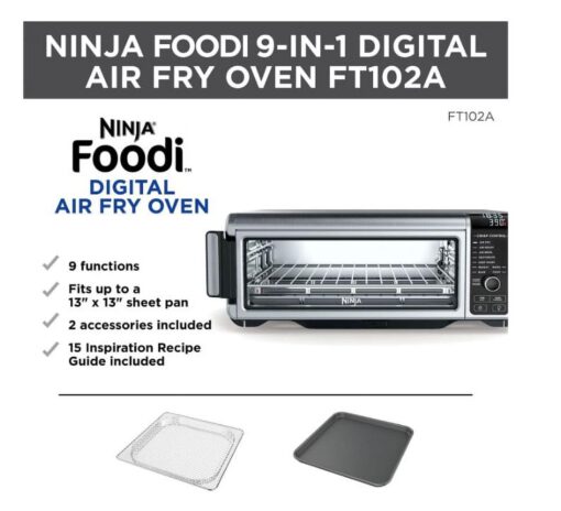 Ninja Foodi 9 in 1 Digital Multi-Functional Cooking, Air Fry Oven, Convection Oven, Toaster, Flip-Away Storage, Air Roast, Bake, Broil, Dehydrate, Reheat, 1800 Watts, Stainless Steel (102A) - Image 4