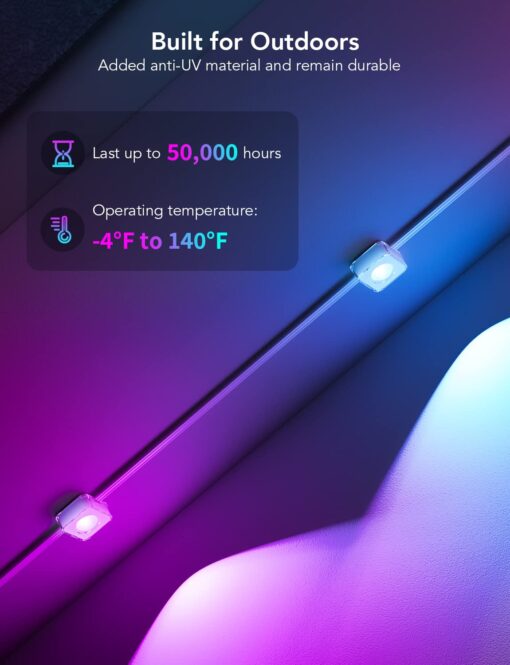 Govee Permanent Outdoor Lights, Smart RGBIC Outdoor Decor with 75 Scene Modes, 100ft with 72 LED Lights, IP67 Waterproof for Outdoor Decorations, Work with Alexa, Google Assistant, White - Image 5