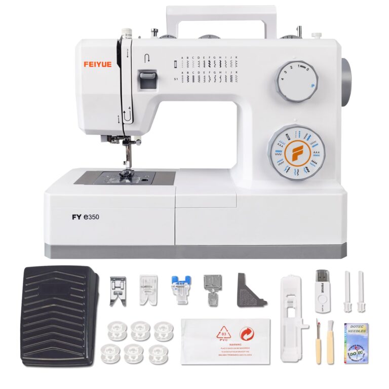 FEIYUE FYe350 Sewing Machine, Energy Saving Servo Motor, Heavy Duty & Portable, 23 Built-in Stitches, Multiple Needle Positions, 6 Bobbins & 5 Included Sewing Feet