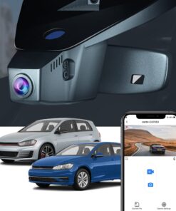 Fitcamx 4K Dash Cam Suitable for Volkswagen Golf GTI Golf R 2015-2024 & Golf (Model B), OEM Look, 2160P UHD Video, Built-in WiFi & APP, Loop Recording, Parking Sensor, Plug & Play, 64GB Card
