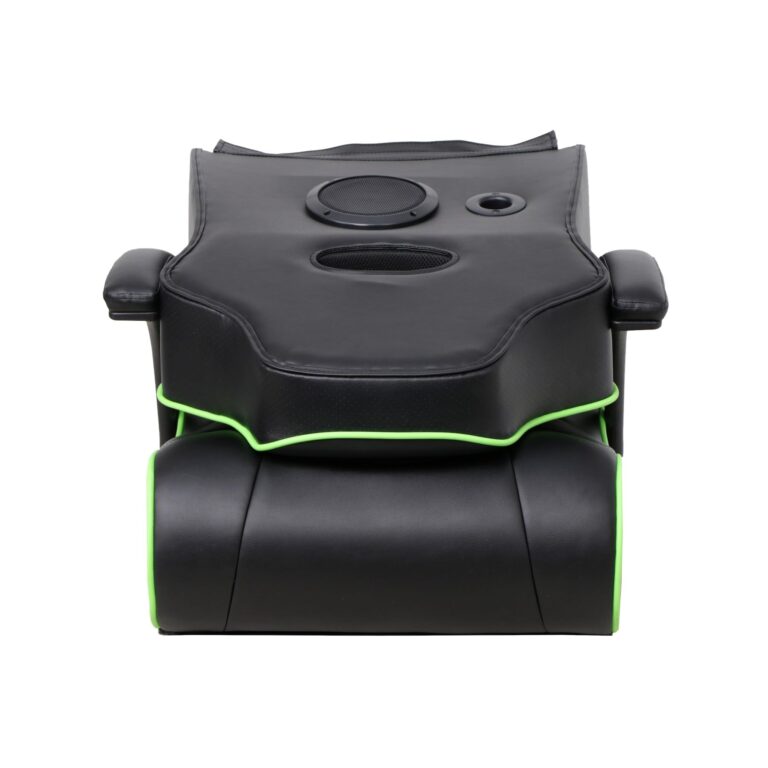 X Rocker Limewire Video Gaming Floor Chair with Armrests, Built-In Audio via Wireless Bluetooth, Foldable, Vegan Leather, 300 lbs Max, Amazon Exclusive, Black with Green - Image 5
