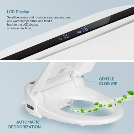 YOURLITE Bidet Toilet Seat, Elongated Toilet Seat Warm Water, Heated Seat Bidet with Remote Control,Self-cleaning Nozzle Temperature Adjustable LED Light, Need Electricity, White - Image 7