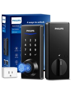 Philips Wi-Fi Smart Door Lock, Keyless Entry Door Lock with App Control,Fingerprint ID,Auto Lock,Keypad Deadbolt with Wi-Fi Bridge Adaptor,Smart Locks for Front Door-Matte Black