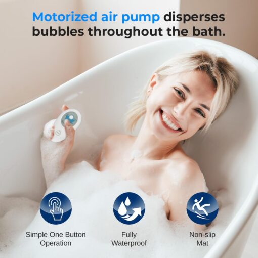 Portable Spa Bubble Bath Massager - Thermal Spa Waterproof Non-Slip Mat with Suction Cup Bottom, Motorized Air Pump & Adjustable Bubble Settings - Remote Control Included - Serenelife AZPHSPAMT22 - Image 6