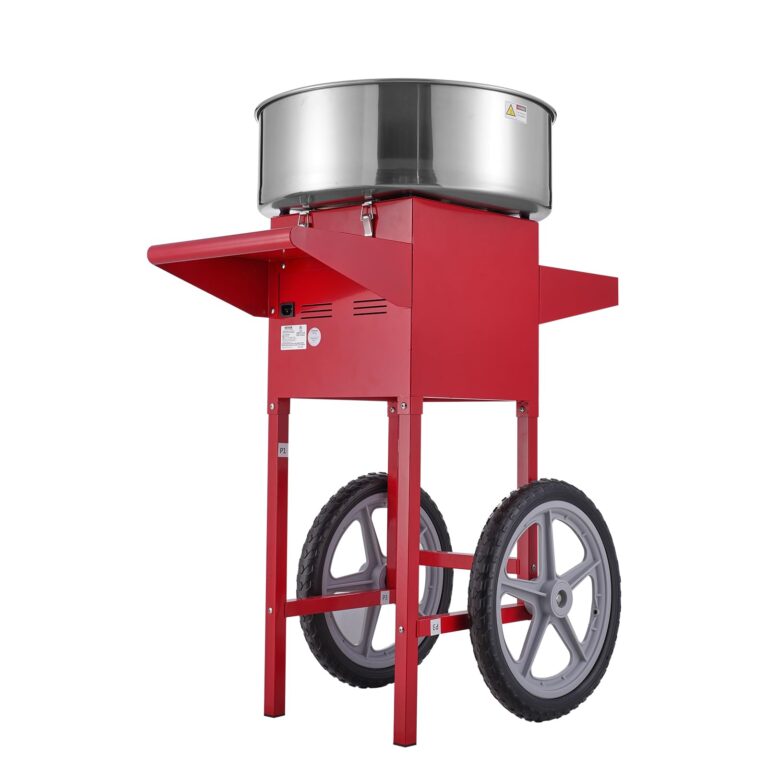VEVOR Electric Cotton Candy Machine with Cart, 1000W Commercial Candy Floss Maker with Stainless Steel Bowl, Sugar Scoop and Drawer, Perfect for Home, Kids Birthday, Family Party, Red - Image 2