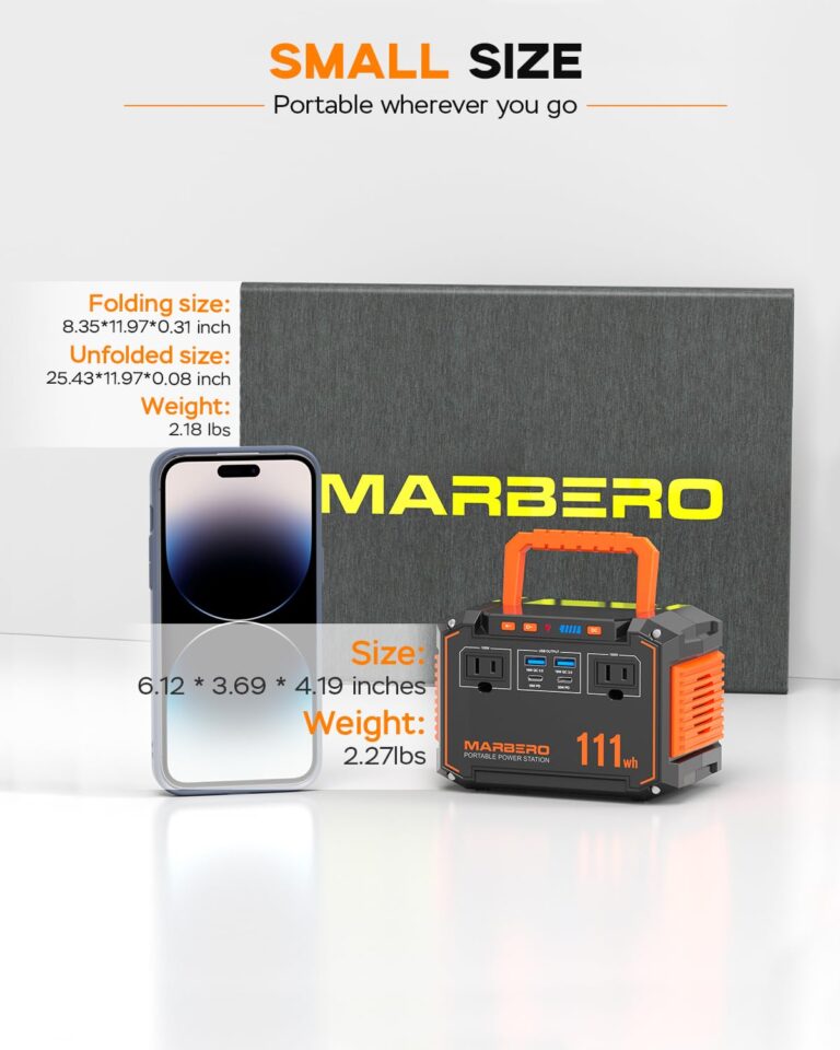 MARBERO 150W Peak Solar Generator with 30W Solar Panel 111Wh Camping Portable Power Station 110V Power Bank with AC Outlet(2*USB A, 2*USB C, 2*AC) for Outdoor Travel Home Blackout Emergency Hurricane - Image 3