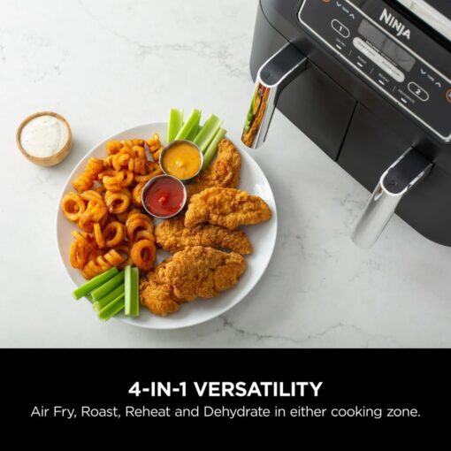 Ninja Foodi 4-in-1 8-Quart 2-Basket Air Fryer with DualZone Technology – Air Fry, Roast, Reheat, Dehydrate; Independent Cooking Zones; Dishwasher Safe - Image 6