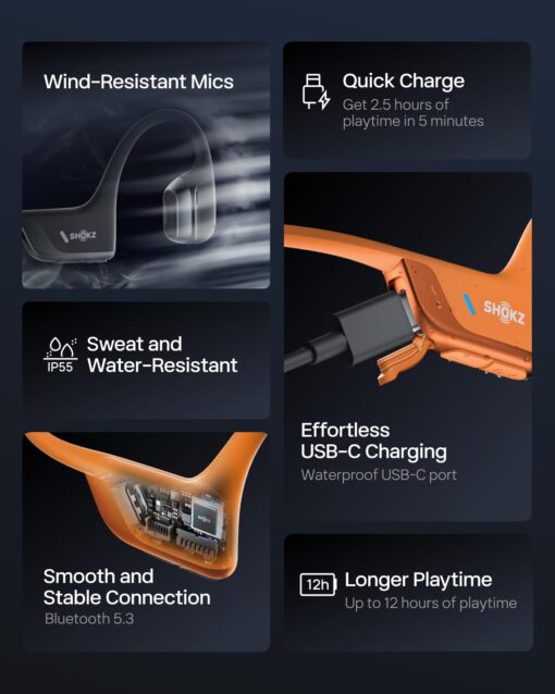 SHOKZ New OpenRun Pro 2 - Open-Ear, Bone Conduction Sport Headphones - with Headband - Sweat Resistant, Workout Headphones - Secure, Wireless, Comfortable Fit-Deep Bass and Smart Mic App - Image 3