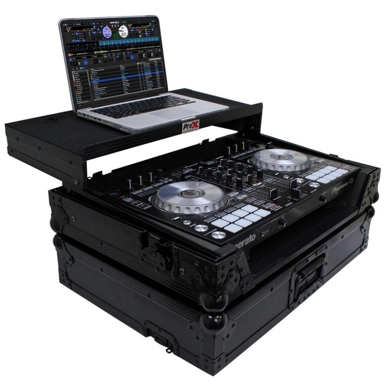 ProX Live Performance Gear XS-DDJSR2LTBL LED ATA Flight Case For Pioneer DDJ-SR2 DJ Controller with Laptop Shelf and LED - Black - Image 8