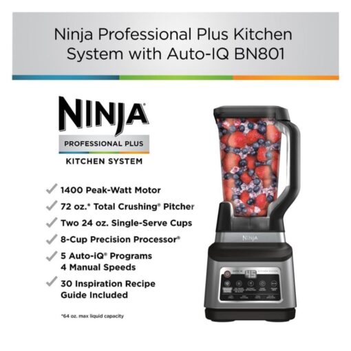 Ninja BN801 Professional Plus Kitchen System with Auto IQ, 1400 Wp - Gray (Renewed) - Image 7