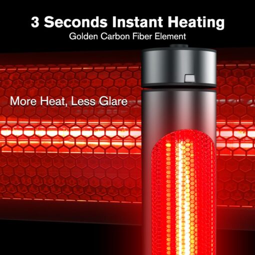 thermomate Electric Patio Heater, 1500W IP65 Outdoor/Indoor Infrared Heater with Remote, 8 Heating Levels 8-Hour Timer & Oscillation, Tip-over Protection for Garage Backyard Restaurant - Image 8