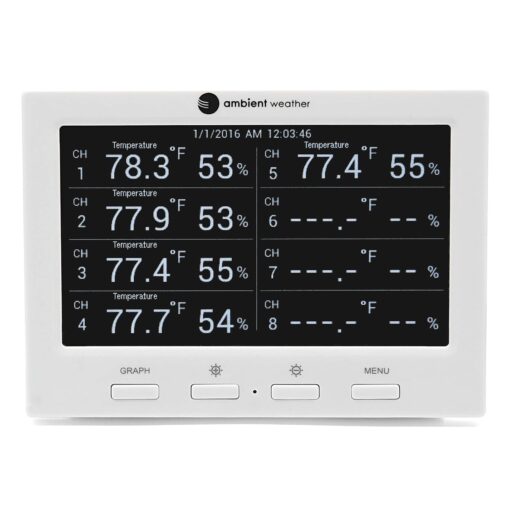 Ambient Weather WS-3000-X8 Thermo-Hygrometer Wireless Monitor w/ 8 Remote Sensors - Logging, Graphing, Alarming, Radio Controlled Clock - Image 4