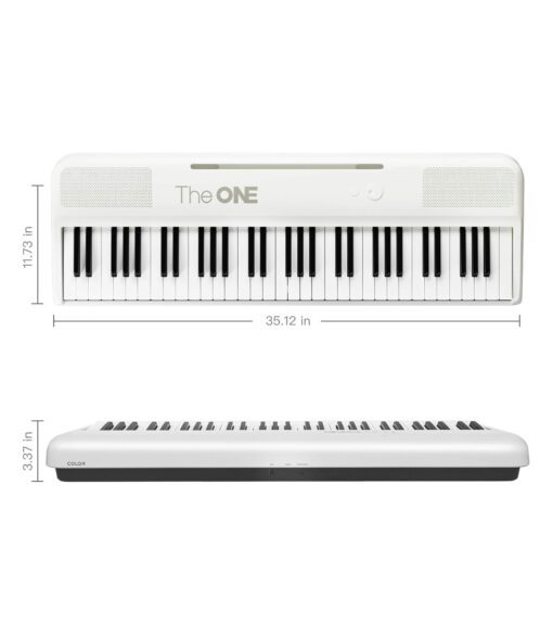 The ONE Smart Keyboard COLOR 61 Lighted Keys Piano Keyboard, Electric Piano for Beginners with 256 Tones, 64 Polyphony, Built-in LED Lights & Apps, Supports USB MIDI/Headphones (White) - Image 2