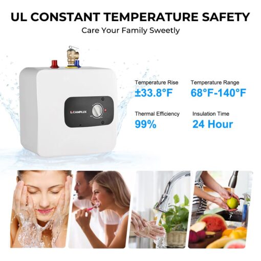 CAMPLUX Hot Water Heater 4 Gallon, On-demand Water Heater Electric Water Heaters with Cord Plug 1.44kW at 120 Volts - Image 7