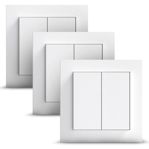 GIRA + Senic Friends of Hue Smart Switches | Compatible with Philips Hue (No Batteries, No Charging) | Wireless Homekit Light Switch and Dimmer | Made in Germany | 3 GIRA Light Switches White Matt