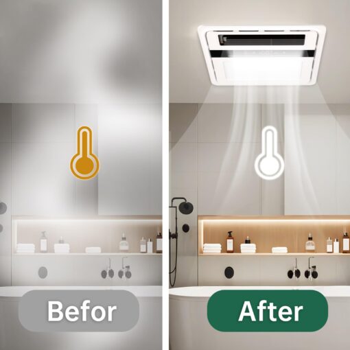 VallisCo Bathroom Exhaust Fan with Light and Heater, 4 in 1 Bathroom Fan with Heater, 1700W Heating Power, 140 CFM Remote Control, Quiet & Powerful for Ventilation, Lighting, Heating, and Drying - Image 5