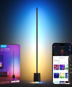 Govee Floor Lamp Pro, RGBIC LED Lamp with Bluetooth Speaker and White Noise, 2100 Lumens Standing Lamp, Works with Alexa, 16 Million Colors, Music Sync, Floor Lamp for Bedroom, Living Room, Black