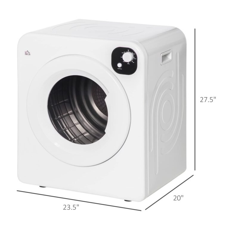 HOMCOM Portable Clothes Dryer, 120V 1300W Compact Laundry Dryer with Intelligent Drying, 3.2 cu.ft Stainless Steel Drum, Front Load Electric Dryer for Apartments, Dorms, RVs, White - Image 6