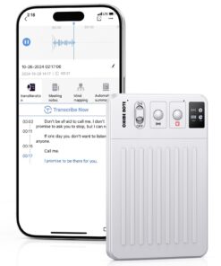 AI Voice Recorder, Digital Voice Recorder App Control, Transcribe & Summarize & Translation Empowered by ChatGPT, Wireless Charging, 107 Languages, 64GB Memory (White)