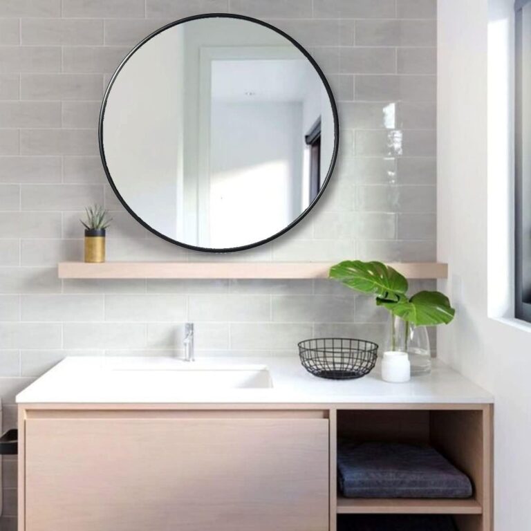 Eruner 45 Inch Round Mirror Large Circle Wall Mirror, Black Metal Frame Mirror Exprosion-Proof Mirror,Decorative Modern Vanity Mirror for Bathroom, Living Room,Entryway - Image 4