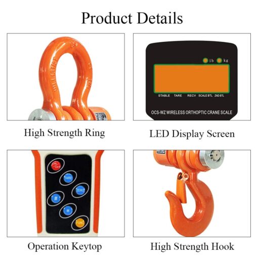 MXBAOHENG 3T Wireless Crane Digital Hoist Scale Rechargeable Hanging Scale w/Remote Control 3000kg/6600lb - Image 4