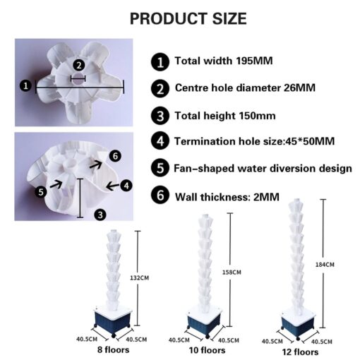 Hydroponics Growing, Hydroponic Germination Kit for Gardening Lover, Indoor Vertical Tower Garden Kit for Herbs,Fruits and Vegetables,Grey-8floors - Image 5