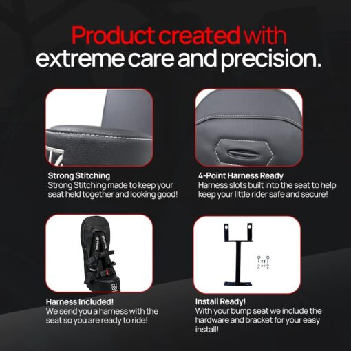 UTVMA Bump Seat Compatible With Can Am X3 - Easy Install | UTV Jump Seat | Bump Seat for Kids - Harness & All Mounting Hardware Included, Front or Rear Use | All Models of X3 | (2017-2025) - Image 8