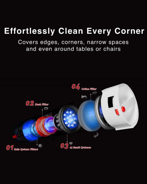 Yeedi C12 Plus Robot Vacuum and Mop, 8000Pa Strong Suction, 7-Week Dust Storage, Bagless Dust Bin, PureCyclone Tech, ZeroTangle Brush, White - Image 4