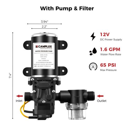 Tankless Water Heater, Camplux 1.58 GPM Propane Portable Water Heater With Pump Kit, White - Image 5