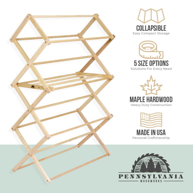 Pennsylvania Woodworks Clothes Drying Rack: Solid Maple Hardwood Laundry Rack for Bedding, Blankets, Towels & More, Heavy Duty, Folding Drying Rack Made in USA, No Assembly Needed, Extra Large - Image 2