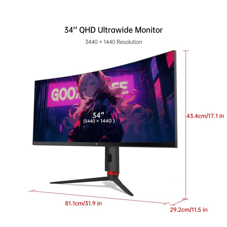 KTC 34'' Curved Ultrawide Gaming Monitor, 21:9, 3440x1440p 165Hz 1ms, 1500R Curved Monitor, Freesync G-sync, Picture by Picture,PIP, Height/Tilt/Swivel/Pivot - Image 2