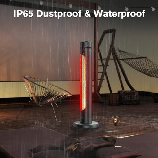 thermomate Electric Patio Heater, 1500W IP65 Outdoor/Indoor Infrared Heater with Remote, 8 Heating Levels 8-Hour Timer & Oscillation, Tip-over Protection for Garage Backyard Restaurant - Image 3