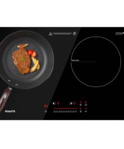 FOGATTI Double Induction Cooktop, Electric Induction Stove for RV, Built-in Countertop Burner with Touch Sensors, 9-Level Power, Pan Detection, 0-99 Min Timer, Child Lock, Shared 1800W