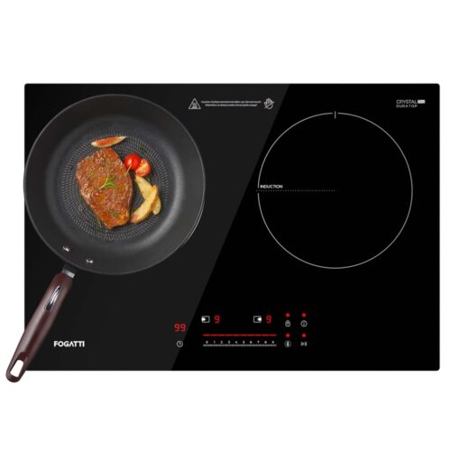 FOGATTI Double Induction Cooktop, Electric Induction Stove for RV, Built-in Countertop Burner with Touch Sensors, 9-Level Power, Pan Detection, 0-99 Min Timer, Child Lock, Shared 1800W