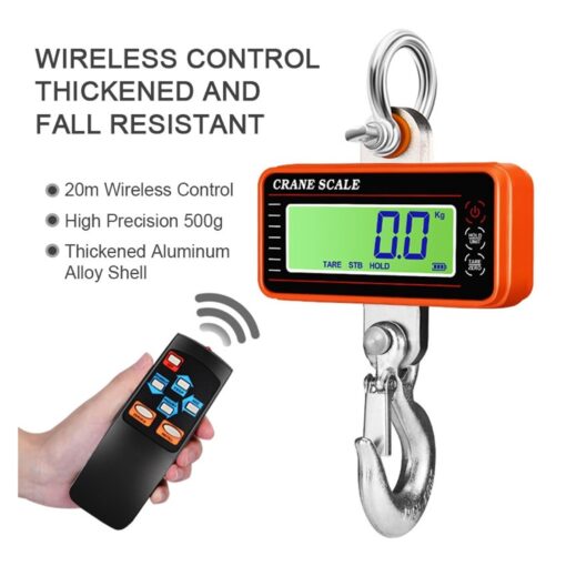 1500KG/500g High Precision Crane Scale LCD/LED Display Digital Weighing Scale with Remote Control Industrial Hanging Scale,Electronic Hanging Scale(Orange LCD Display) - Image 3