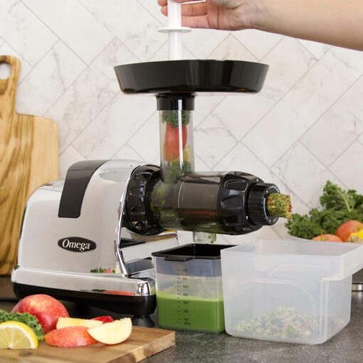 Omega J8006HDC Cold Press Juicer Machine, Vegetable and Fruit Juice Extractor and Nutrition System, Triple-Stage Slow Masticating Juicer, 200 W, Chrome - Image 8