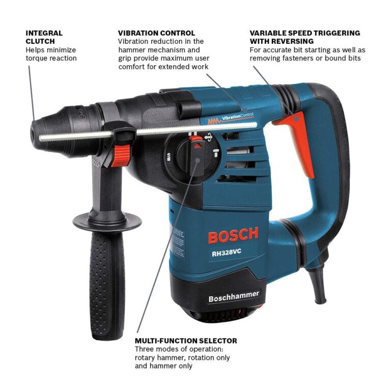 BOSCH RH328VC 1-1/8 Inch SDS-plus Rotary Hammer with Variable Speed, Vibration Control - Image 10