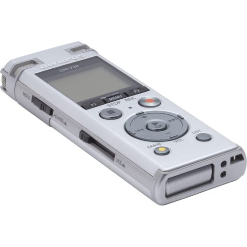 OM SYSTEM OLYMPUS Voice Recorder DM-720 with 4GB, Micro SD Slot, USB Charging, Direction PC Connection, Transcription Mode, Silver - Image 3