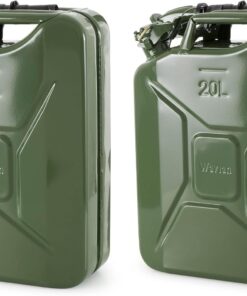 Wavian 5.3 Gallon 20 Liter Authentic CARB Fuel Jerry Can w/Spout, Wavian USA Authentic NATO Jerry Can and Spout System - Rust-Proof, Green, 5 Gallon Gas Cans for Gasoline, Pack of 2
