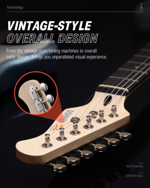 Donner DST-152R Electric Guitar, 39" Beginner Electric Guitar Kit, HSS Pickup with Coil Split, Guitar Starter Set with Amp, Bag, All Accessories, Metallic Ice Blue - Image 2