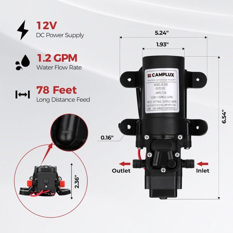 CAMPLUX 5L Portable Propane Gas Tankless Water Heater, 1.32 GPM Tankless Water Heater With 1.2 GPM Water Pump, Black - Image 4
