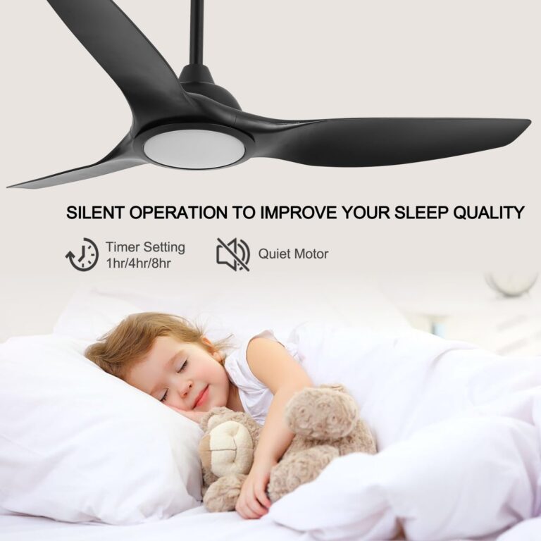 Fanliving 52 Inch 6 Speed High CFM Quiet DC Motor Modern Ceiling Fan with Lights Remote Control, Indoor 3 Blade Black Ceiling Fan for Bedroom Living Room - Image 5