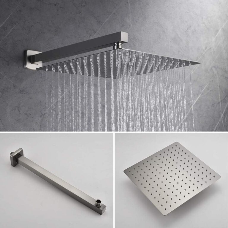 Iriber Brushed Nickel Square Rain Shower System with 4 PCS Body Jets 3 Function Shower Faucet Set Wall Mounted Pressure Balance Shower Trim Kit (Valve Included) - Image 6