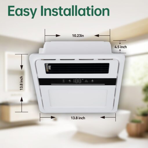 VallisCo Bathroom Exhaust Fan with Light and Heater, 4 in 1 Bathroom Fan with Heater, 1700W Heating Power, 140 CFM Remote Control, Quiet & Powerful for Ventilation, Lighting, Heating, and Drying - Image 3