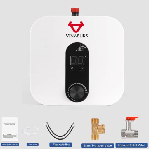 VINABUKS Electric Water Heater Smart 3.3 Gallon Point of Use Hot Water Heaters 120V US Safty Plug Boiler Wash Under Sink (15L) - Image 5