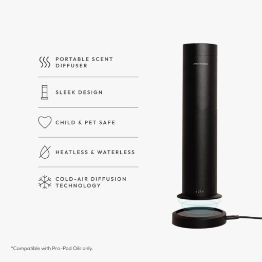 Aroma360 - Wireless Pro Essential Oil Diffuser - 600 sq ft Coverage - Cordless & Portable with Remote - Aromatherapy Scent Diffuser - Home, Spa, Office & Business - Air Freshener - Midnight Black - Image 9