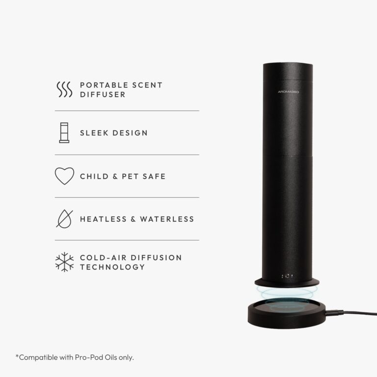 Aroma360 - Wireless Pro Essential Oil Diffuser - 600 sq ft Coverage - Cordless & Portable with Remote - Aromatherapy Scent Diffuser - Home, Spa, Office & Business - Air Freshener - Midnight Black - Image 9